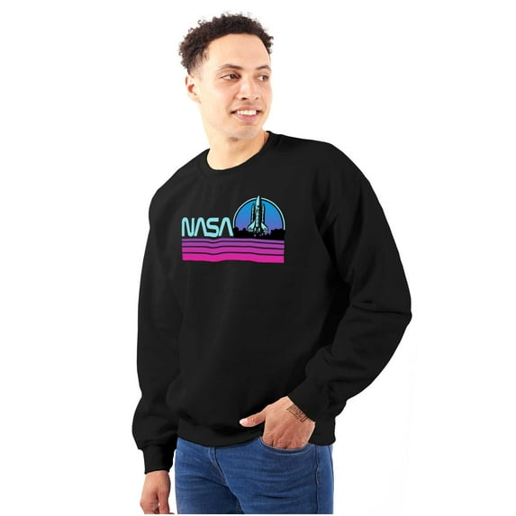 Vaporwave Aesthetic NASA Worm Logo Sweatshirt for Men or Women Brisco Brands S