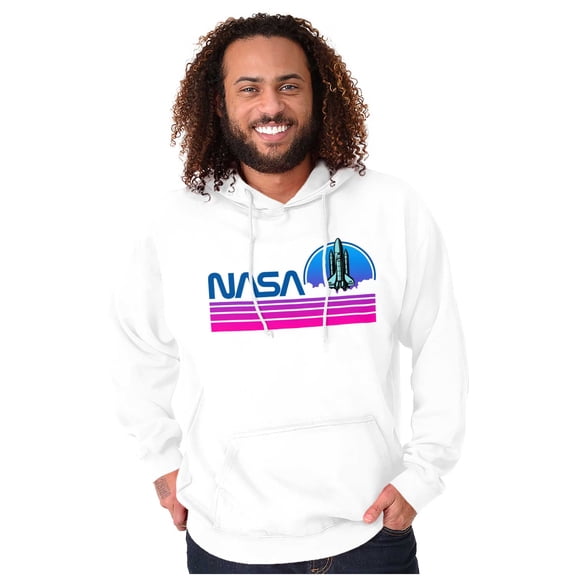 Vaporwave Aesthetic NASA Worm Logo Unisex Plus Size Hoodie Brisco Brands 3X