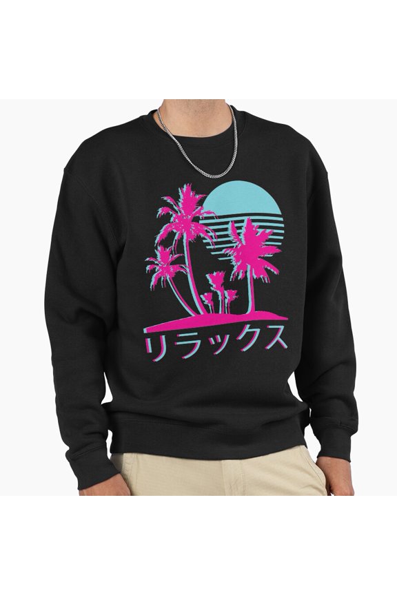 Vaporwave Aesthetic Neon Palms Synthwave 80s Retro Graphic Vintage Art Unisex Sweatshirt G331, Up to Size 5XL