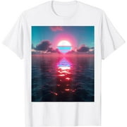 Vaporwave Aesthetic Sunset Above Reflecting Sea T-Shirt