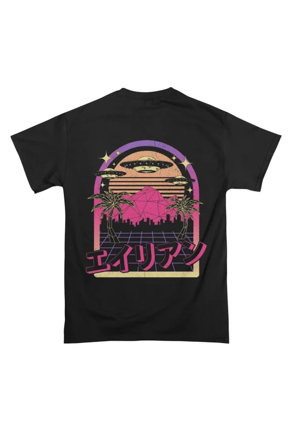 Vaporwave Aliens Pocket Back T-Shirt Tee Gift For Him Merch For Her Apparel For Friend