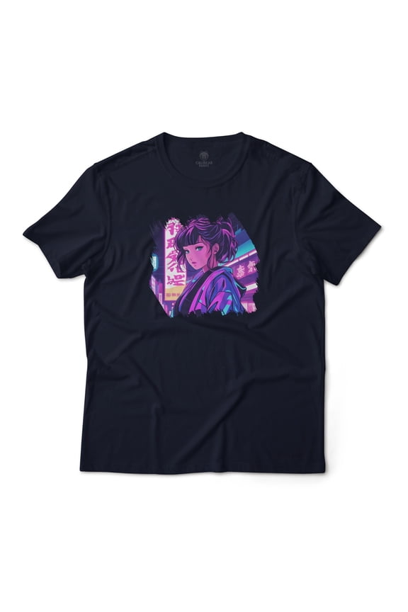 Vaporwave Anime Night Market Girl Graphic T-Shirt Unisex