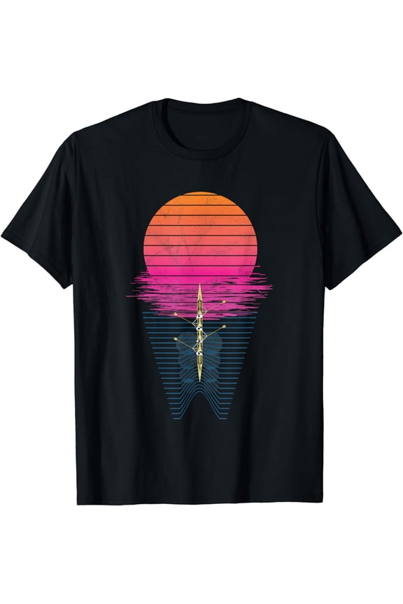 Vaporwave Athlete Rowing Crew Sunset Rower T-Shirt
