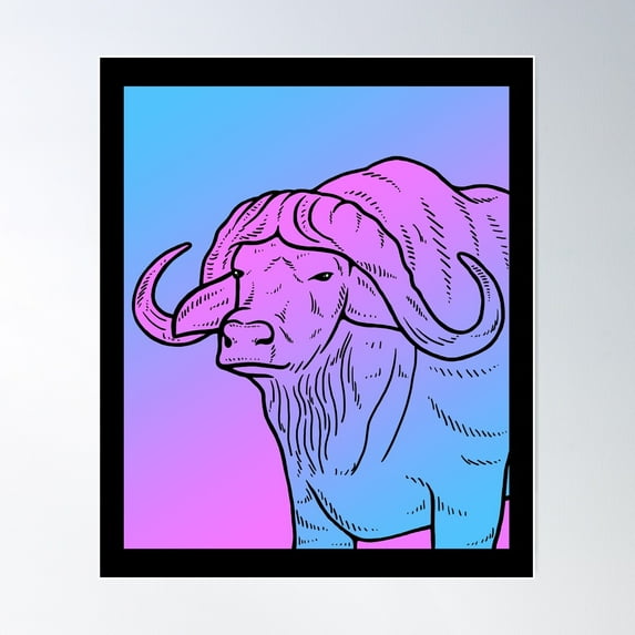 Vaporwave Buffalo Aesthetic Pastel Goth Buffalo Poster Wall Art, Modern Wall Decor For Living Room Bedroom, 8x12 UNFRAMED