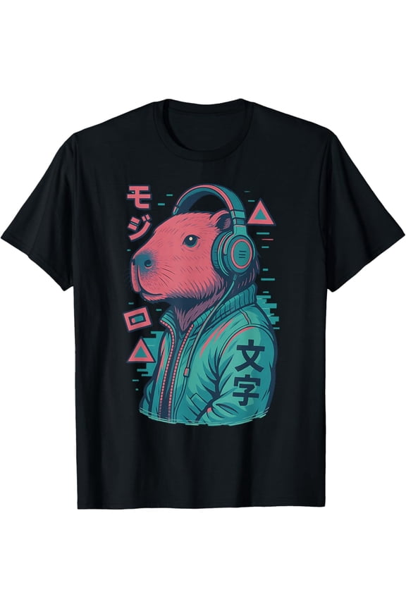 Vaporwave Capybara Japanese Art Anime Manga Ukiyo-e Graphic T-Shirt Vintage Tee -Birthday Gifts, Birthday Gift