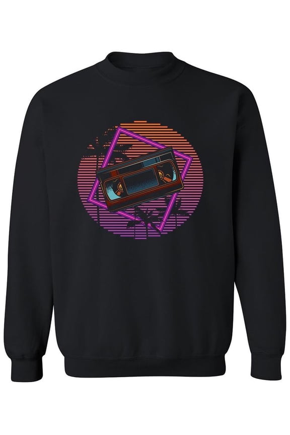 Vaporwave Cassette Sweatshirt Men -Image by Shutterstock, Male Large
