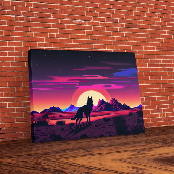 Vaporwave Cityscape Purple Full Moon Wall Art Decor Poster, Unframed Size 24x36