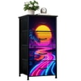 thumbnail image 1 of Vaporwave Dresser for Bedroom with 4 Storage Drawers Neon Sunset Road Palm Trees Colorful Lights Dressers Chest of Drawers Steel Framed Fabric Closet Organizers for Dorm Entryway, 1 of 8