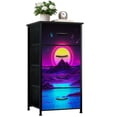 thumbnail image 1 of Vaporwave Dresser for Bedroom with 4 Storage Drawers Neon Synthwave Mountain Landscape Glowing Sun Retro Grid Water Purple Dressers Chest of Drawers Steel Framed Fabric Closet Organizers for Dorm, 1 of 8