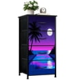 thumbnail image 1 of Vaporwave Dresser for Bedroom with 4 Storage Drawers Tropical Night Landscape Moon Palm Trees Reflective Pool Water Dressers Chest of Drawers Steel Framed Fabric Closet Organizers for Dorm Entryway, 1 of 8