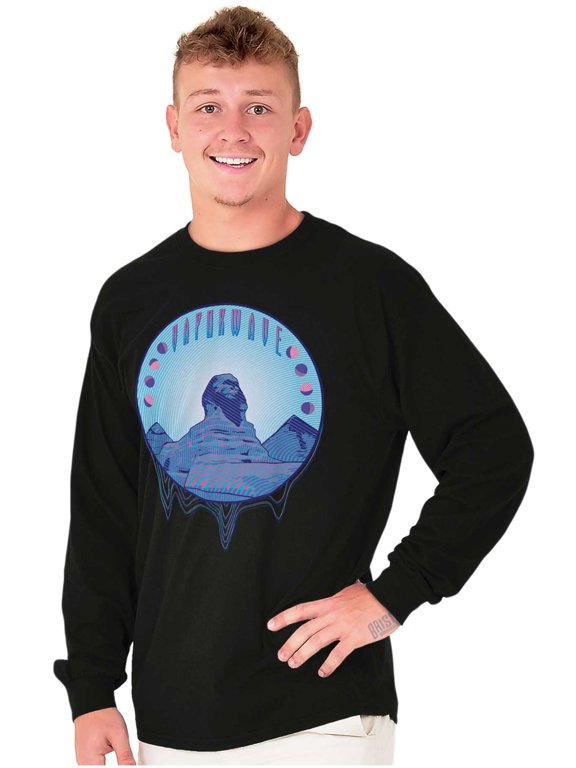 Vaporwave Egyptian Sphinx Sculpture Long Sleeve TShirt Men Women Brisco Brands M