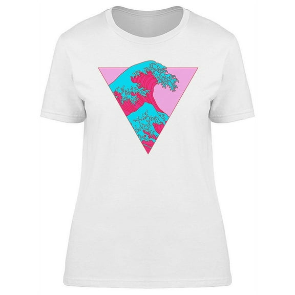 Vaporwave Great Wave T-Shirt Women -Image by Shutterstock, Female Medium