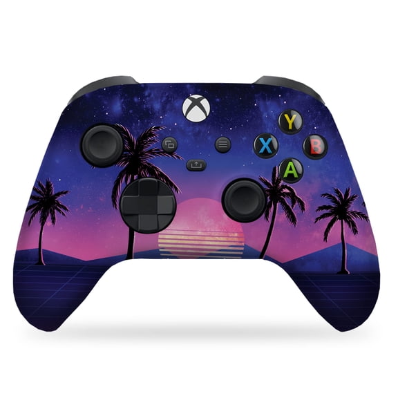 Vaporwave Grid Custom X-box Controller Wireless compatible with X-box One/X-box Series X/S by DreamController | Proudly Customized in USA with Permanent HYDRO-DIP Printing (MODDED) [video game]