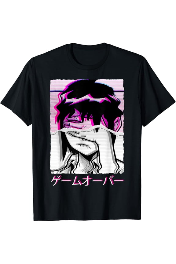 Vaporwave Japanese Anime Egirl Aesthetic Sad Girl Graphic T-Shirt Vintage Tee -Birthday Gifts