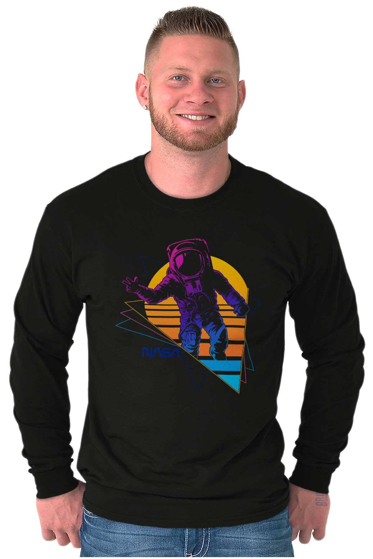 Vaporwave NASA Astronaut Space Jump Long Sleeve TShirt Men Women Brisco ...