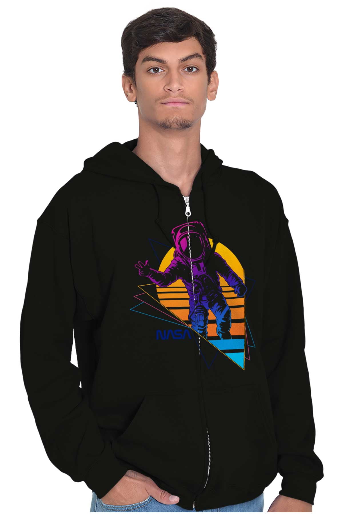 Vaporwave NASA Astronaut Space Jump Unisex Plus Size Zip Hoodie Brisco ...