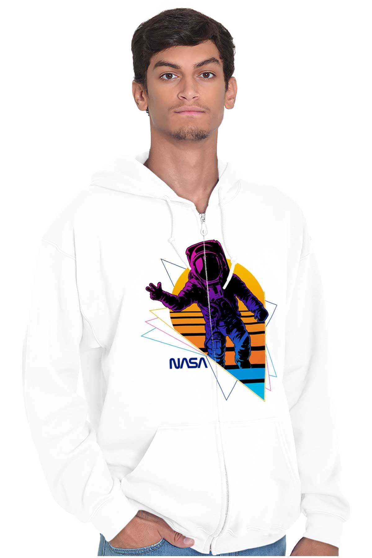 Vaporwave NASA Astronaut Space Jump Zip Up Hoodie Men's Women's Brisco ...