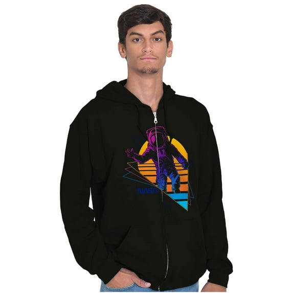 Vaporwave NASA Astronaut Space Jump Zip Up Hoodie Men's Women's Brisco Brands S