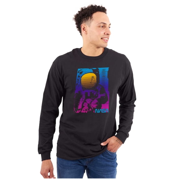 Vaporwave NASA Space Astronaut Long Sleeve TShirt Men Women Brisco Brands S