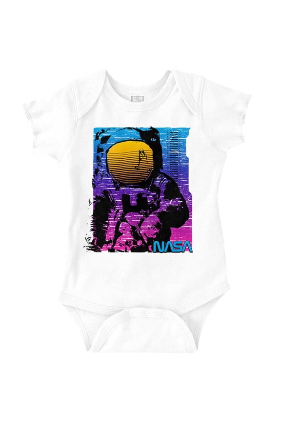 Vaporwave NASA Space Astronaut Romper Boys or Girls Infant Baby Brisco Brands 24M