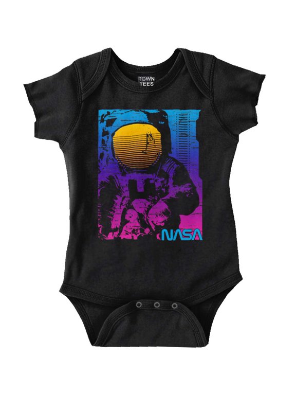 Vaporwave NASA Space Astronaut Romper Boys or Girls Infant Baby Brisco Brands NB