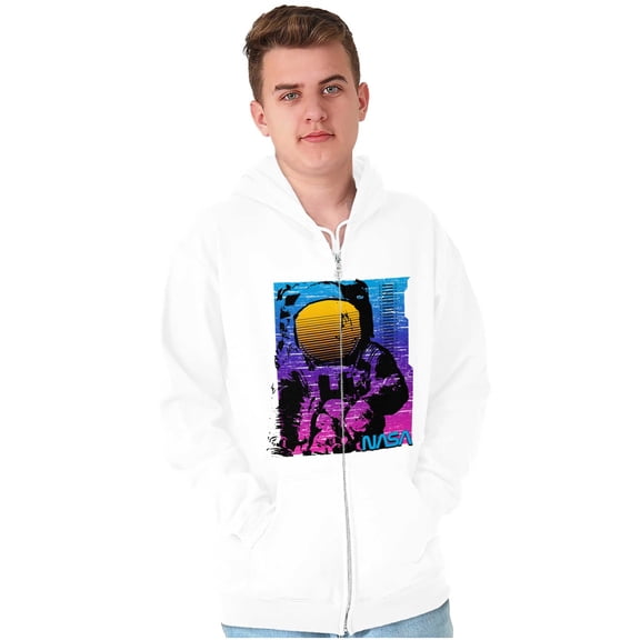 Vaporwave NASA Space Astronaut Unisex Plus Size Zip Hoodie Brisco Brands 2X