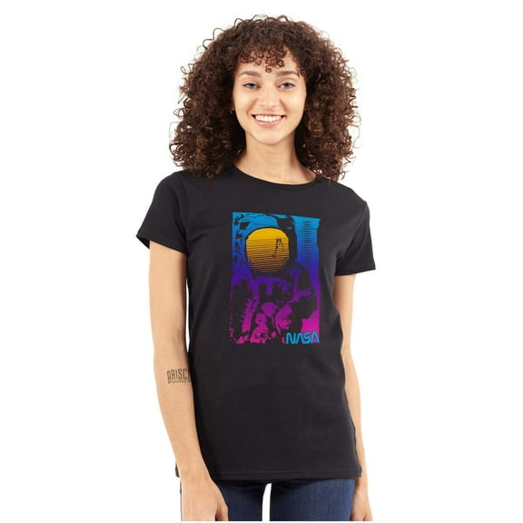 Vaporwave NASA Space Astronaut Women's T Shirt Ladies Tee Brisco Brands S
