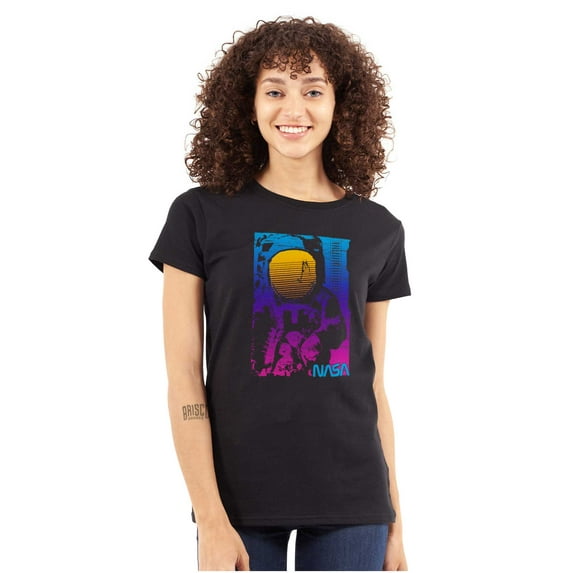 Vaporwave NASA Space Astronaut Women's T Shirt Ladies Tee Brisco Brands S