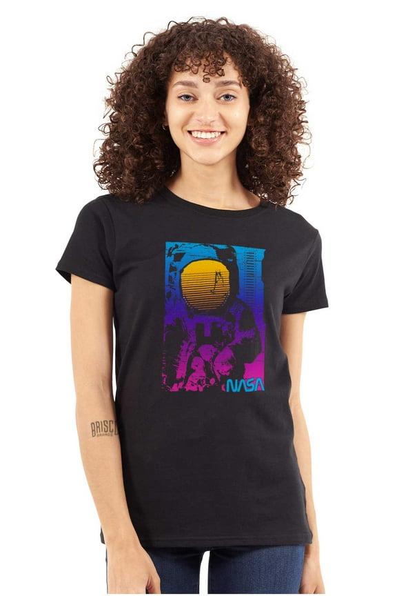Vaporwave NASA Space Astronaut Women's T Shirt Ladies Tee Brisco Brands S