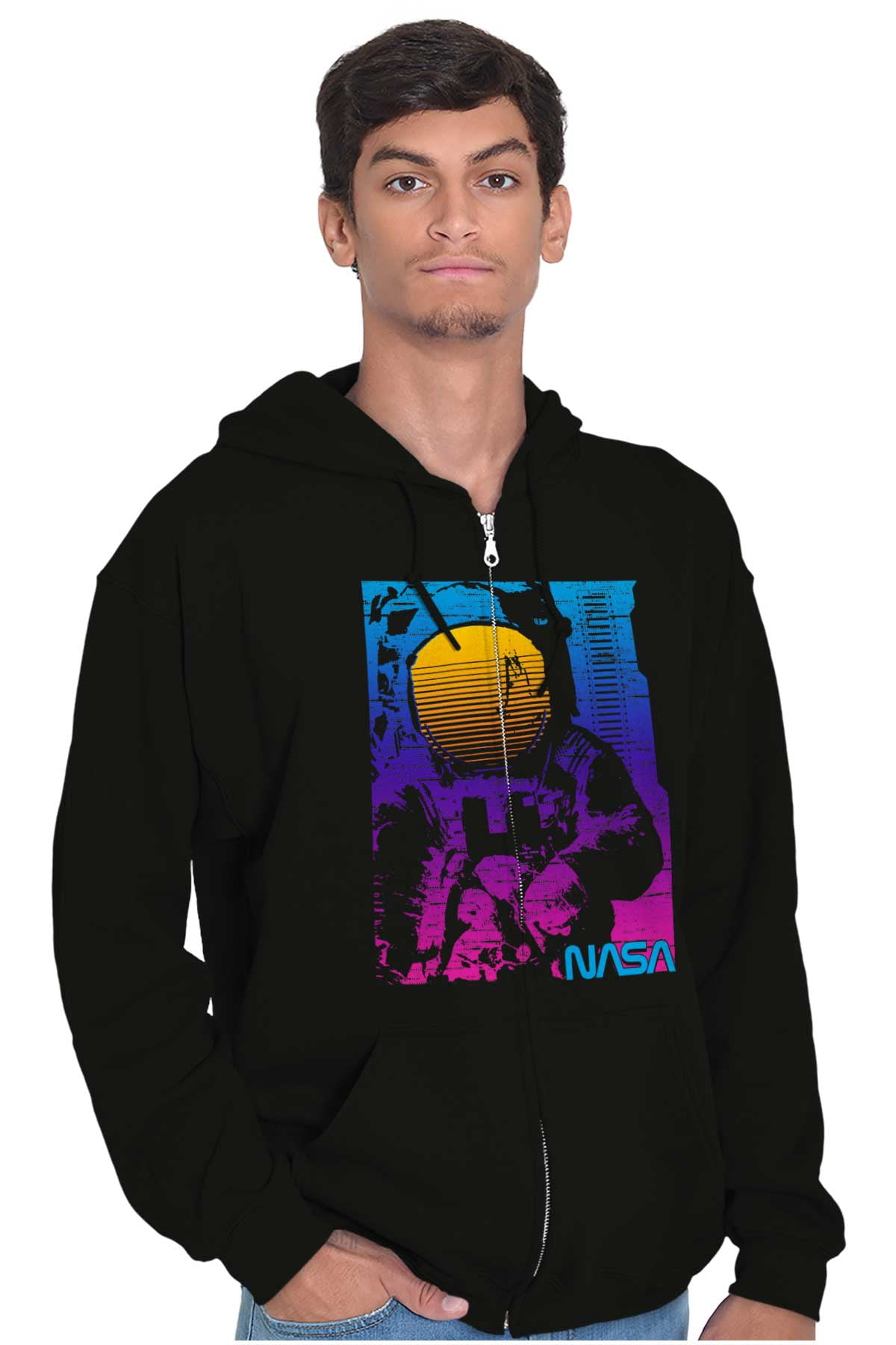 Vaporwave NASA Space Astronaut Unisex Plus Size Zip Hoodie Brisco ...