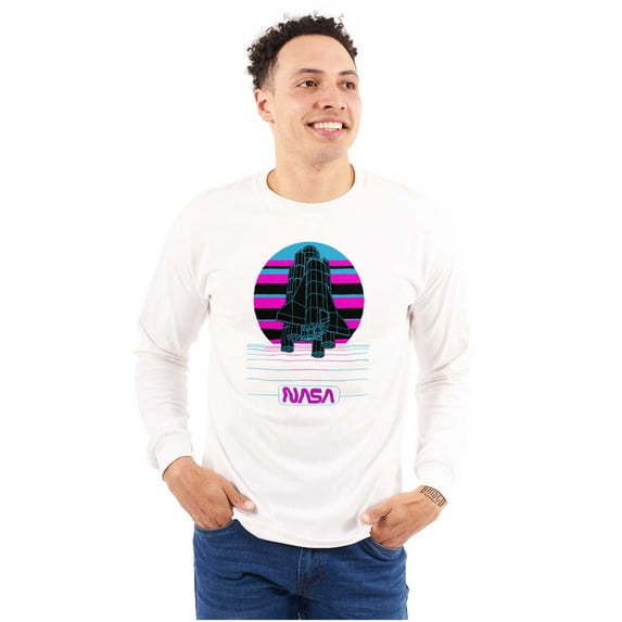 Vaporwave NASA Space Shuttle Specs Long Sleeve TShirt Men Women Brisco Brands L