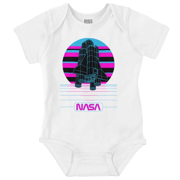 Vaporwave NASA Space Shuttle Specs Romper Boys or Girls Infant Baby Brisco Brands NB