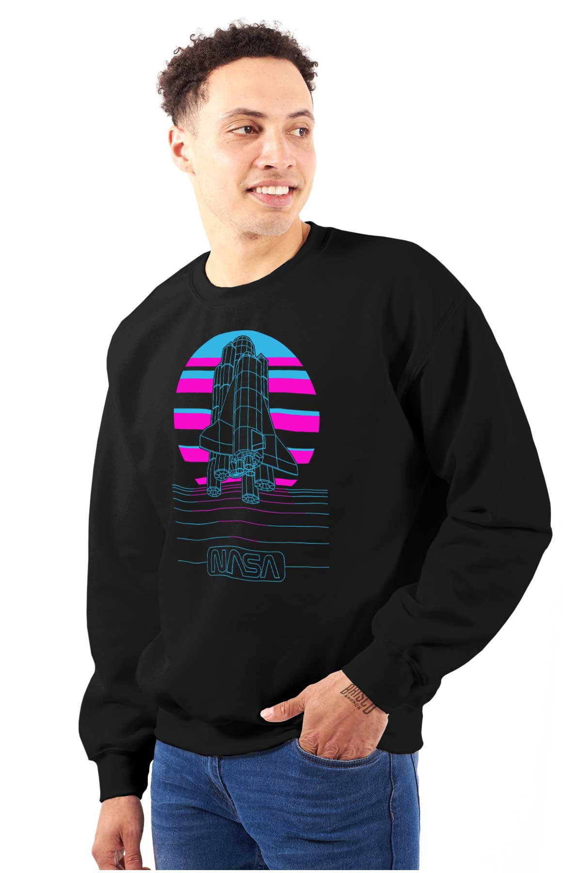 Vaporwave NASA Space Shuttle Specs Sweatshirt for Men or Women Brisco ...