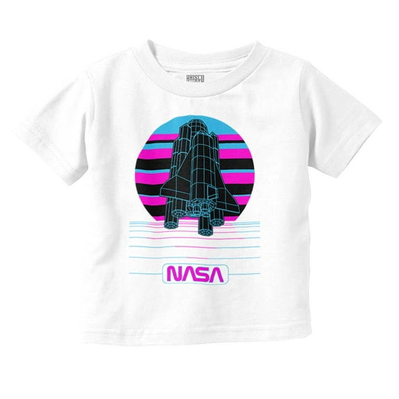Vaporwave NASA Space Shuttle Specs Toddler Boy Girl T Shirt Infant Toddler Brisco Brands 4T