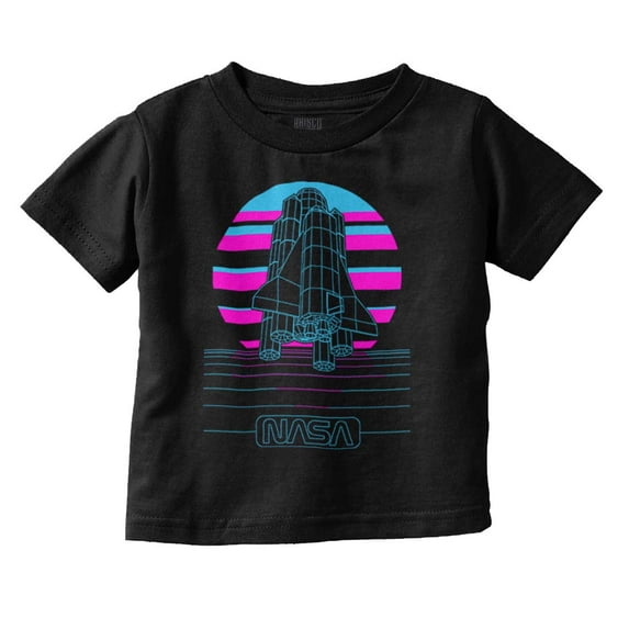 Vaporwave NASA Space Shuttle Specs Toddler Boy Girl T Shirt Infant Toddler Brisco Brands 7T