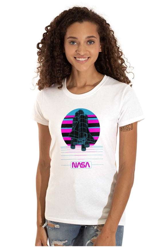 Vaporwave NASA Space Shuttle Specs Women's T Shirt Ladies Tee Brisco Brands S