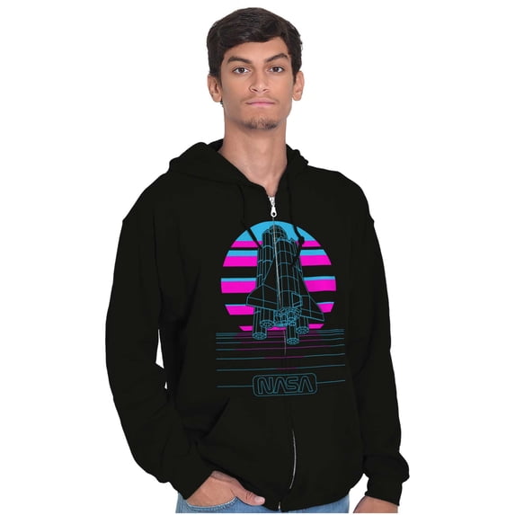 Vaporwave NASA Space Shuttle Specs Zip Up Hoodie Men's Women's Brisco ...