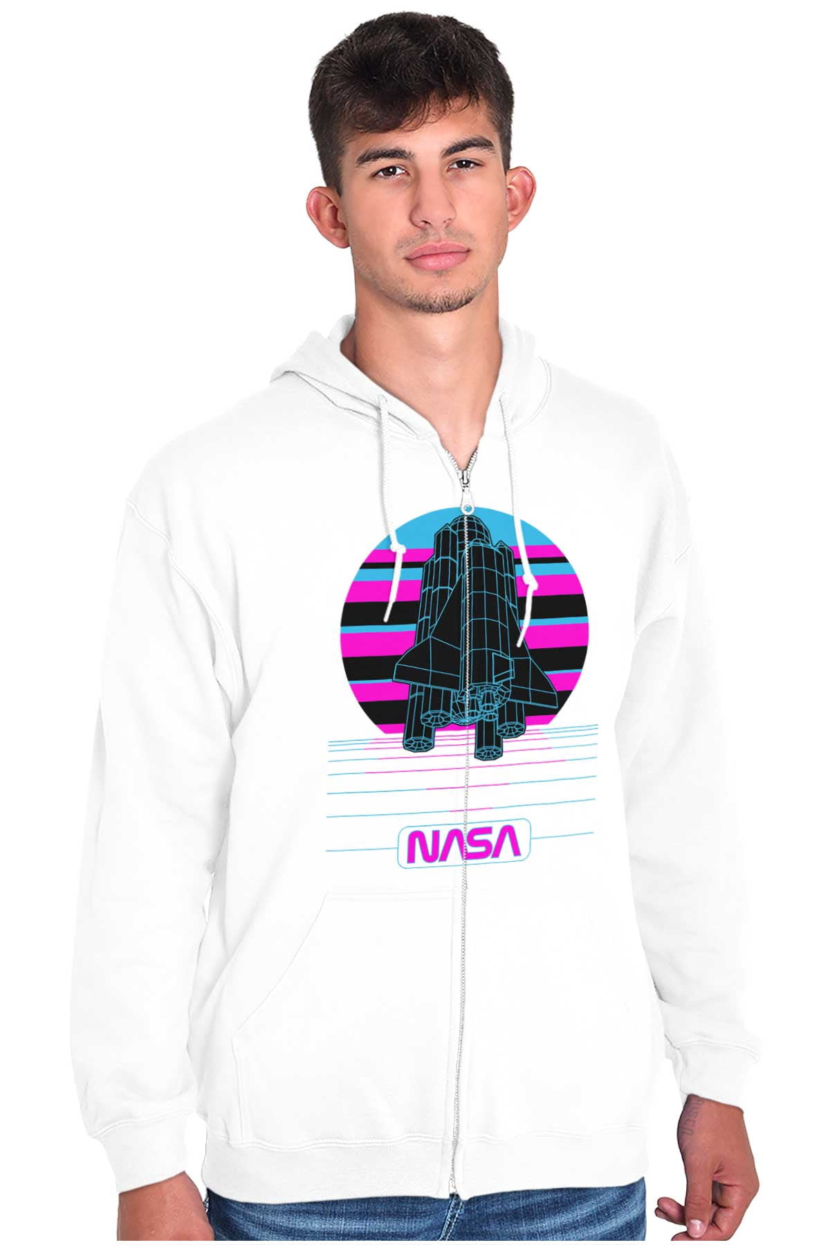 Vaporwave NASA Space Shuttle Specs Zip Up Hoodie Men's Women's Brisco ...