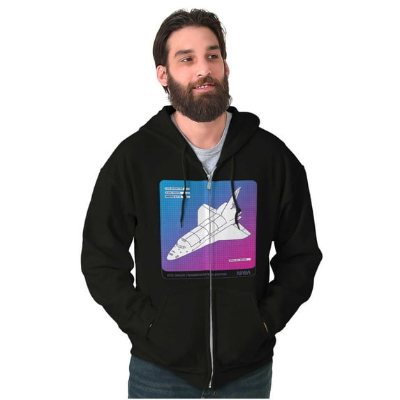 Vaporwave NASA Space Transportation Zip Up Hoodie Men's Women's Brisco Brands M