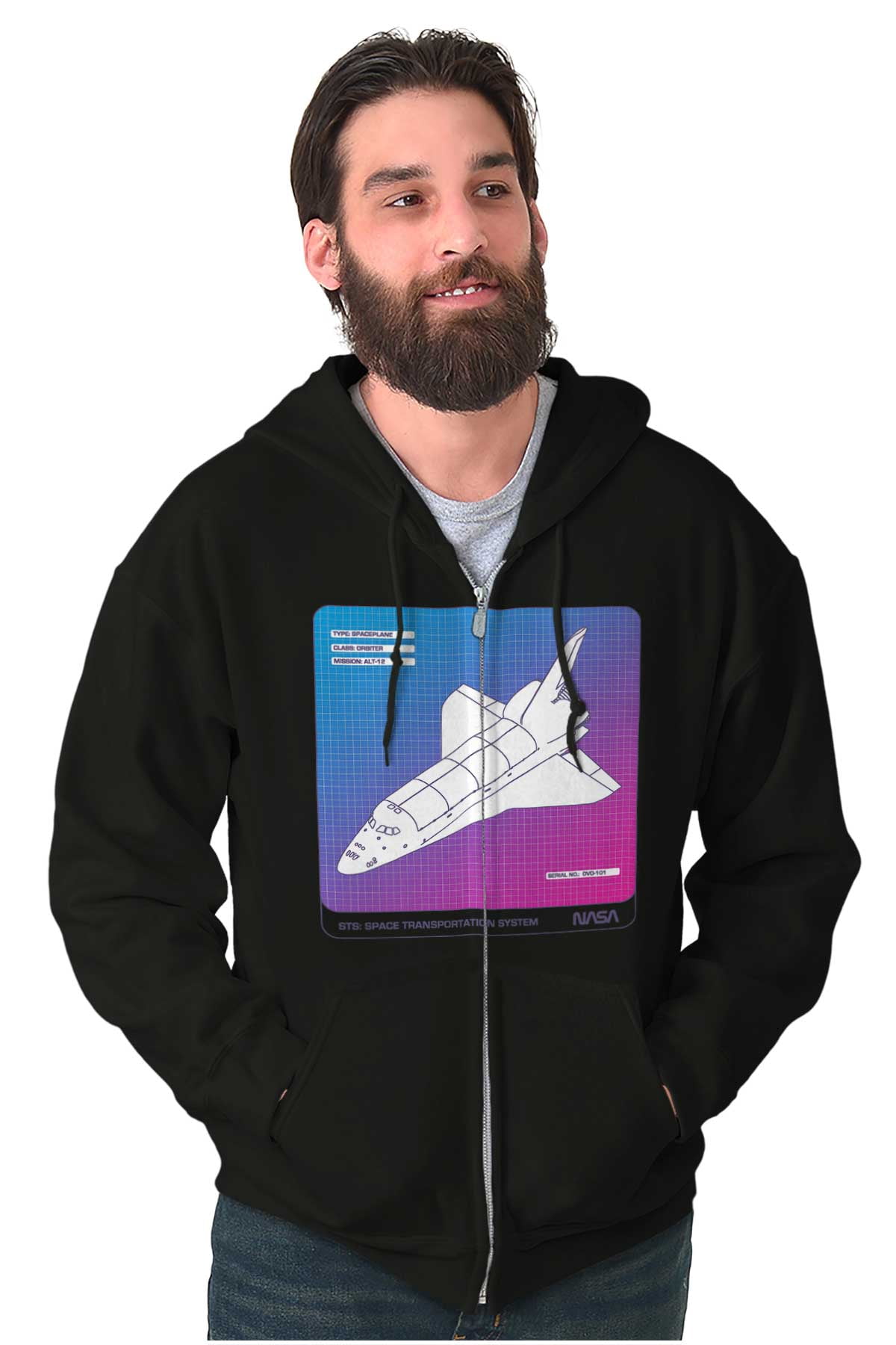 Vaporwave NASA Space Transportation Zip Up Hoodie Men's Women's Brisco ...
