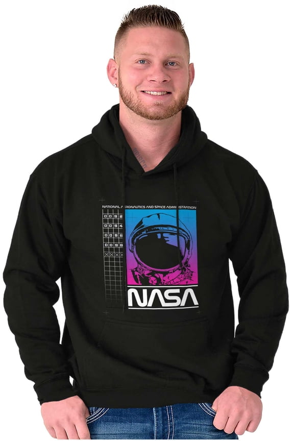 Vaporwave NASA Worm Logo Astronaut Hoodie Sweatshirt Women Men Brisco Brands S