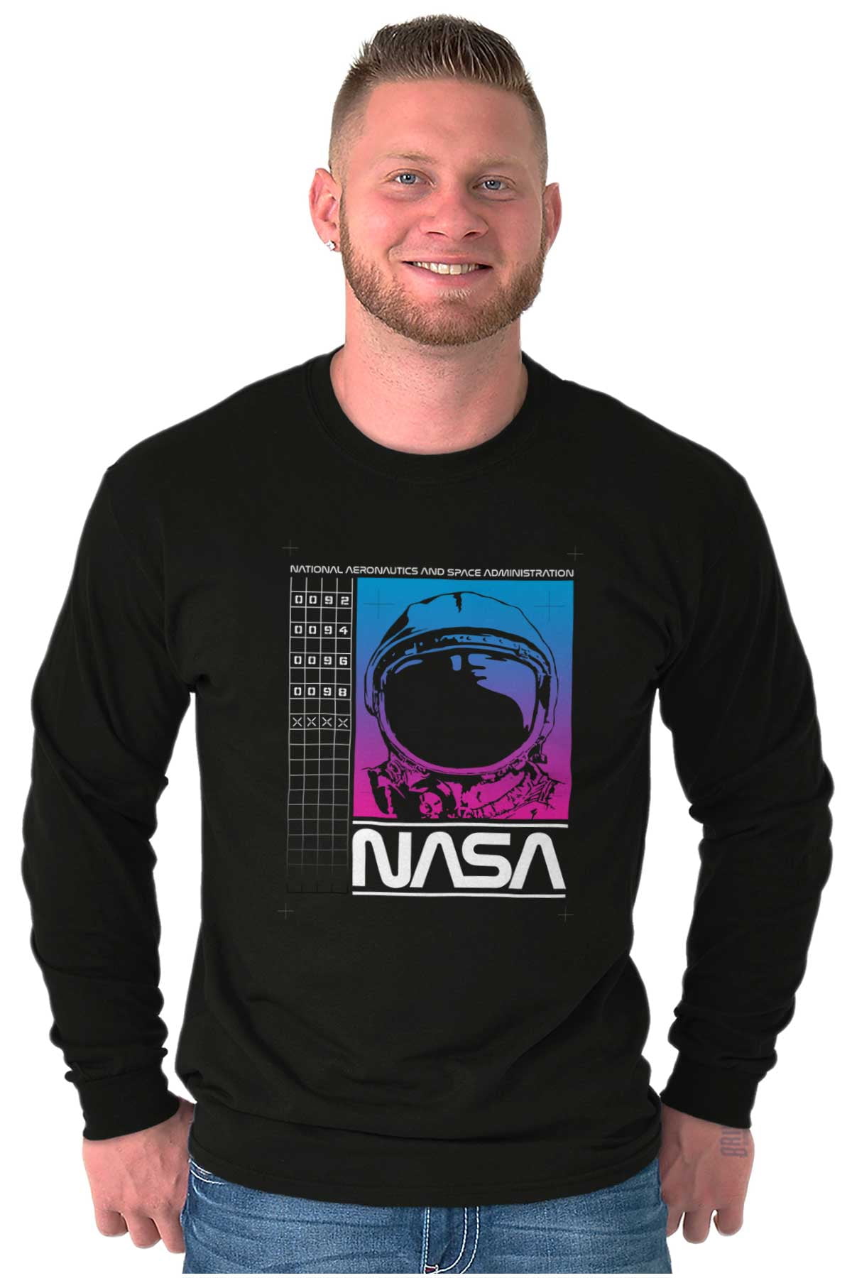 Vaporwave NASA Worm Logo Astronaut Long Sleeve TShirt Men Women Brisco ...
