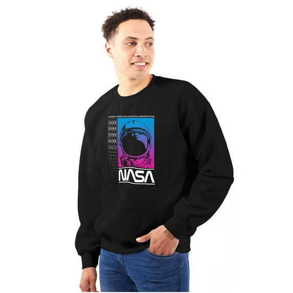Vaporwave NASA Worm Logo Astronaut Sweatshirt for Men or Women Brisco Brands S
