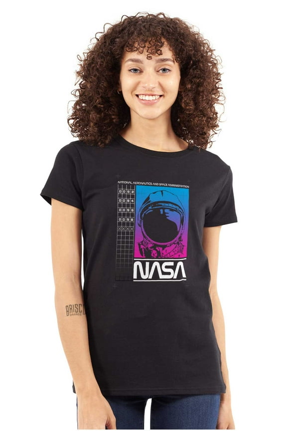 Vaporwave NASA Worm Logo Astronaut Women's T Shirt Ladies Tee Brisco Brands S