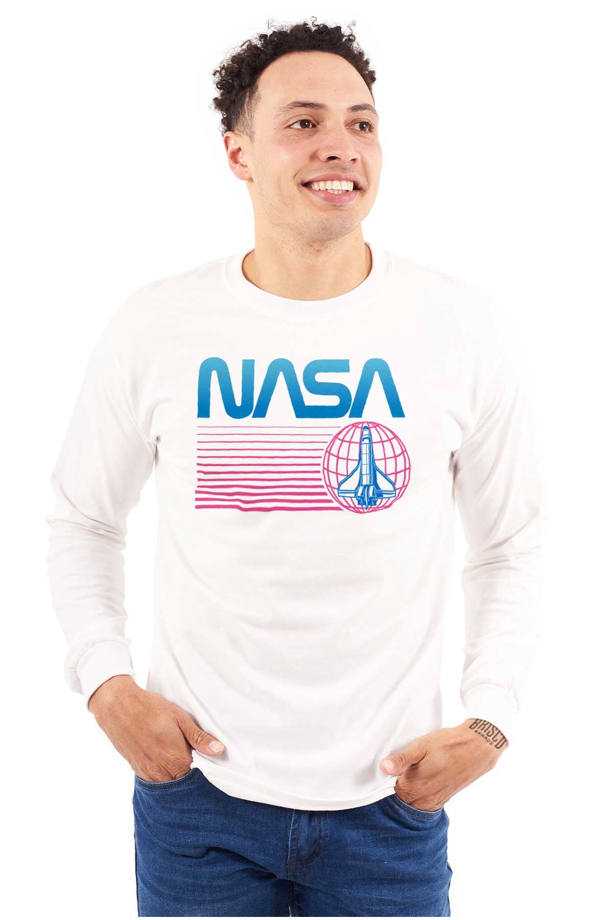 Vaporwave NASA Worm Logo Shuttle Long Sleeve TShirt Men Women Brisco ...