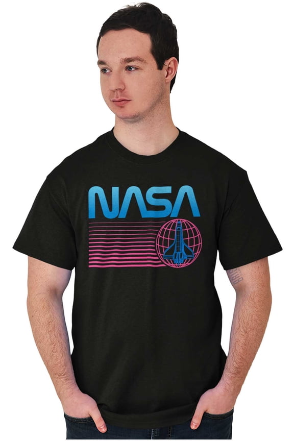 Vaporwave NASA Worm Logo Shuttle Men's Graphic T Shirt Tees Brisco Brands S