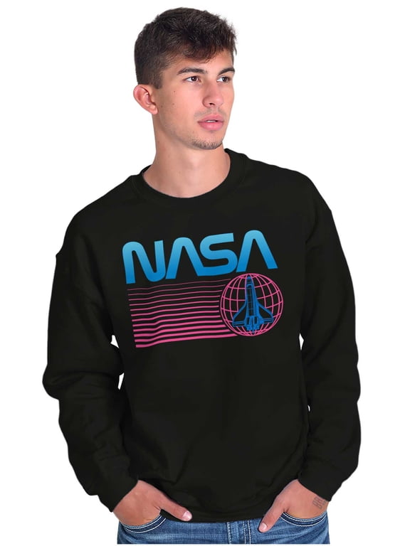 Vaporwave NASA Worm Logo Shuttle Sweatshirt for Men or Women Brisco Brands M
