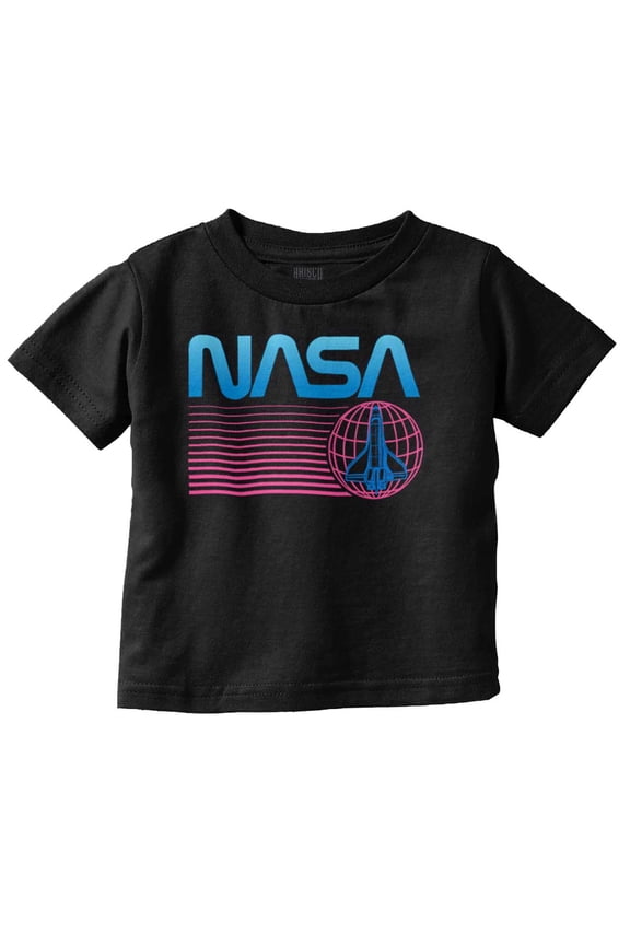 Vaporwave NASA Worm Logo Shuttle Toddler Boy Girl T Shirt Infant Toddler Brisco Brands 12M