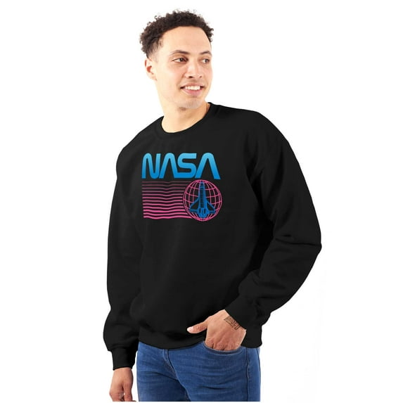 Vaporwave NASA Worm Logo Shuttle Unisex Plus Size Sweatshirt Brisco Brands 3X