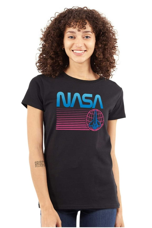 Vaporwave NASA Worm Logo Shuttle Women's T Shirt Ladies Tee Brisco Brands S